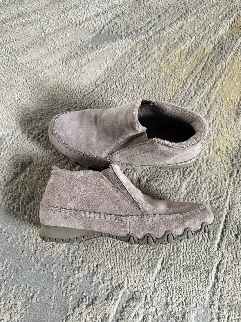 Skechers Bikers Navajo Slip On Sneakers gray leather short boot 49403 7.5